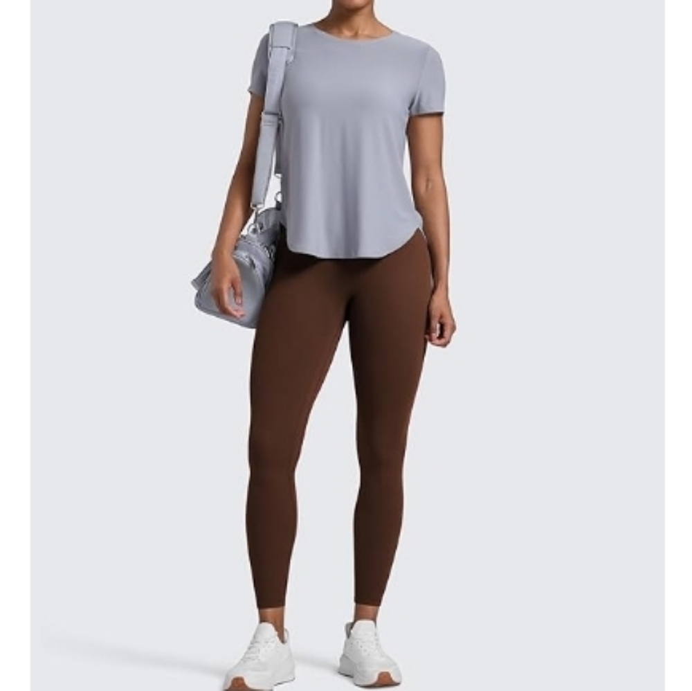 High Waisted Womens Yoga Pants Secretsculpt Workout Leggings Brown